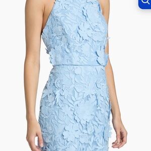 Milly Light Blue Floral Appliqué Dress New